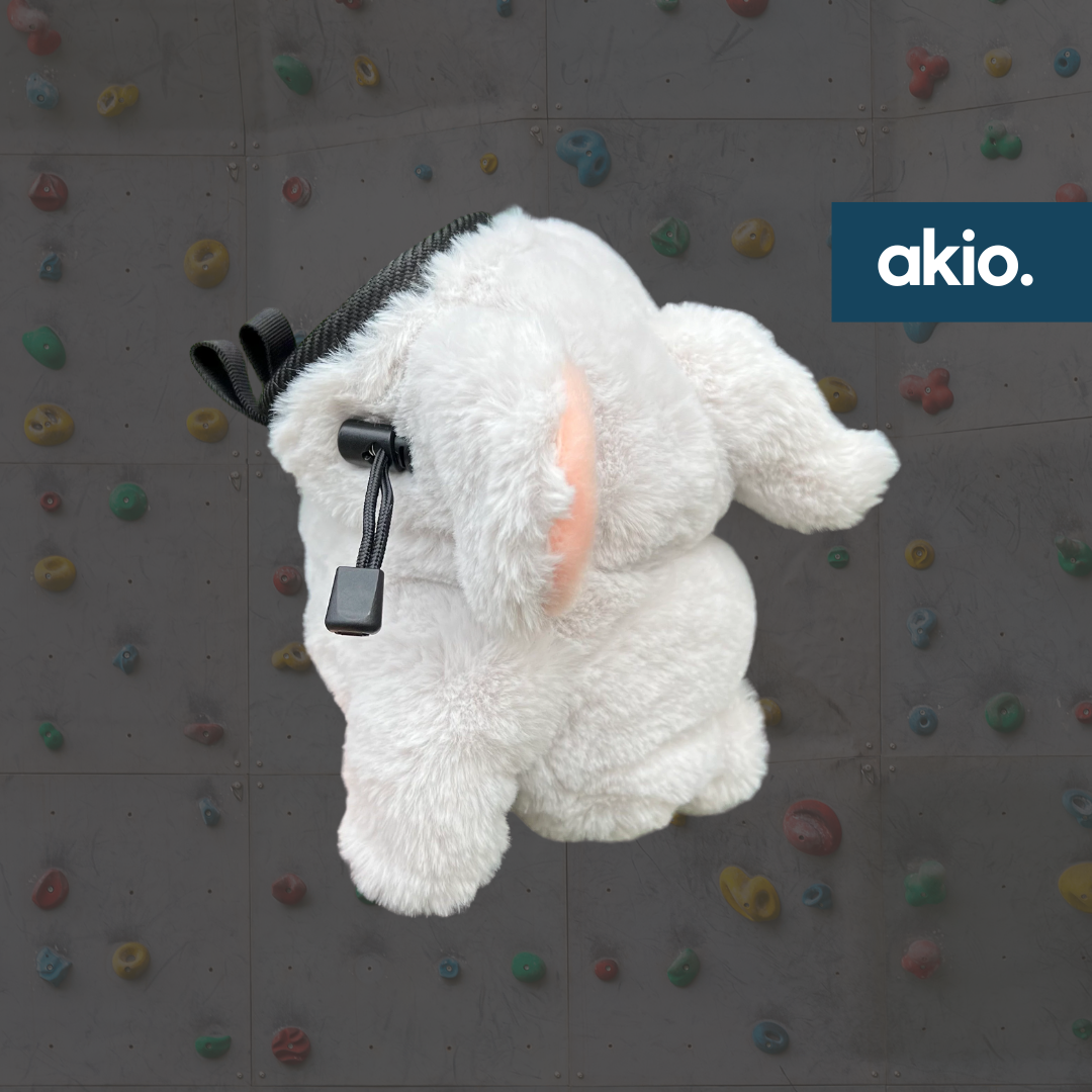 Chonky Elephant Chalk Bag, side view showing drawstring closure