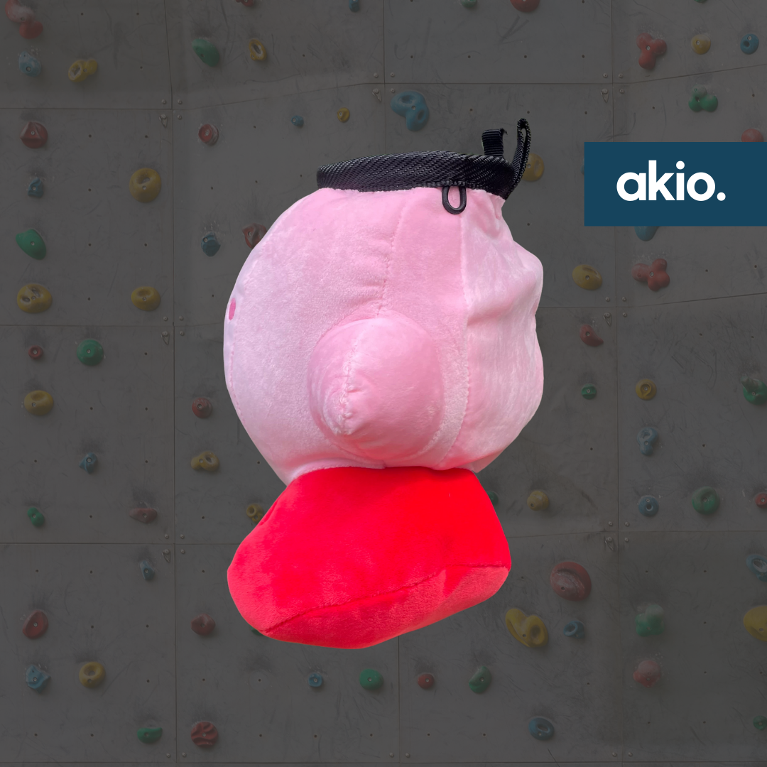 Kirby Chalk Bag, side view showing elastic loop for chalk brush