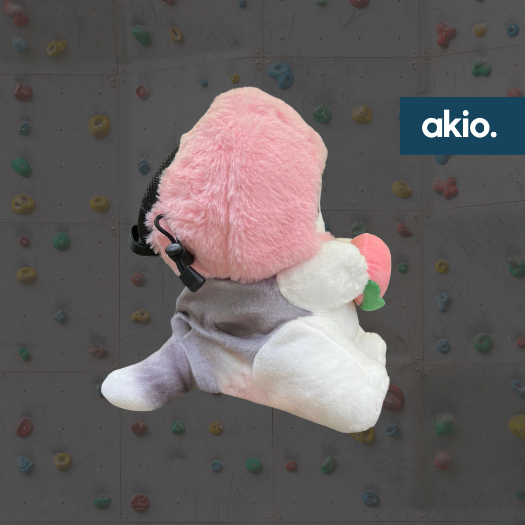 Mofusand Cat Strawberry Chalk Bag, side view showing drawstring closure