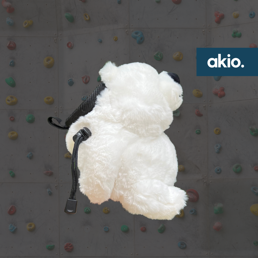Chonky Polar Bear Chalk Bag, side view showing drawstring closure