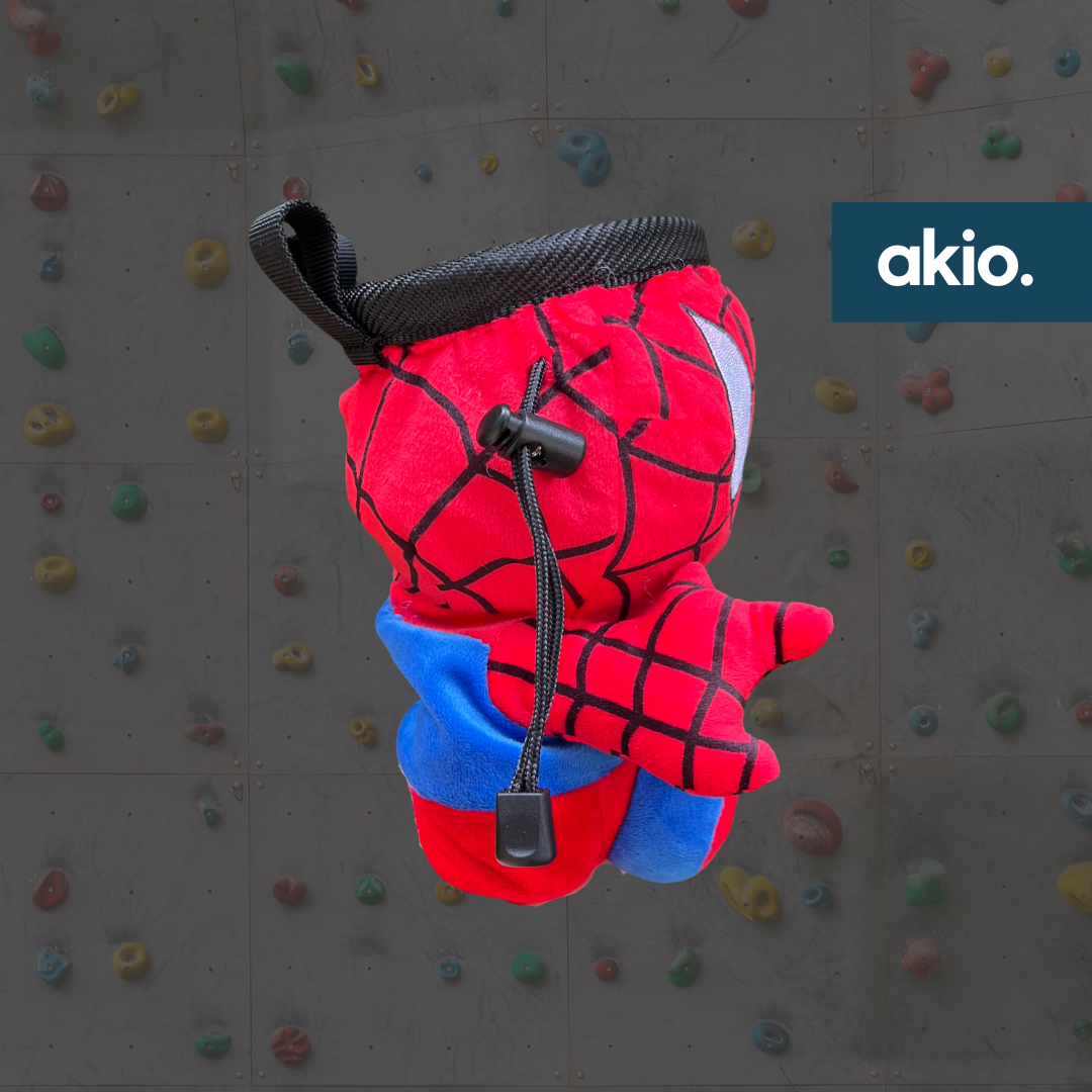 Spiderman Chalk Bag, side view showing drawstring closure