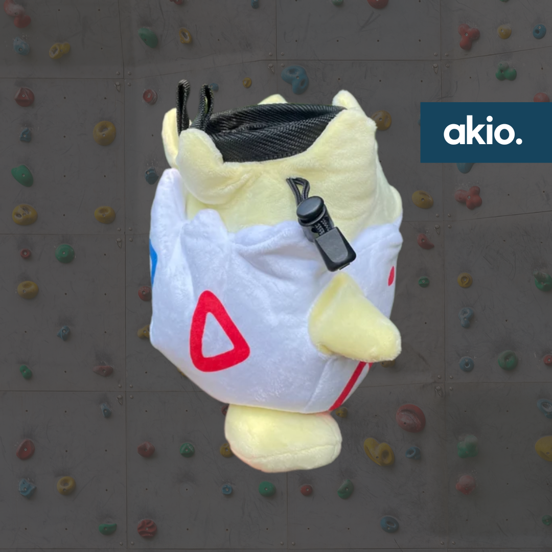 Togepi Chalk Bag, side view showing drawstring closure